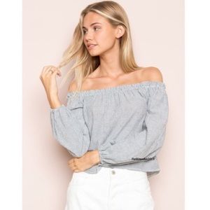 Brandy Melville off the shoulder striped top